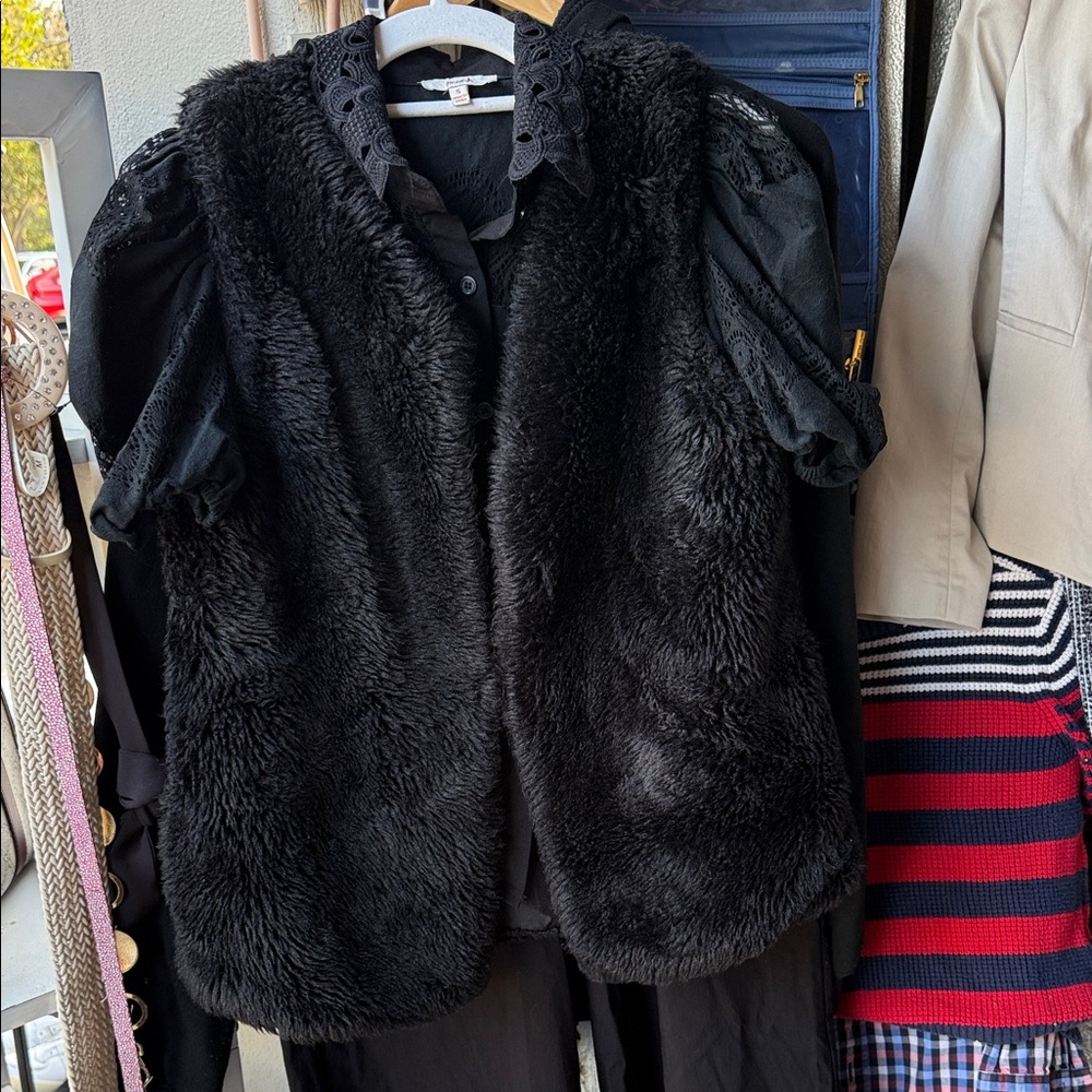 Aldo Luxe Black Faux Fur Vest